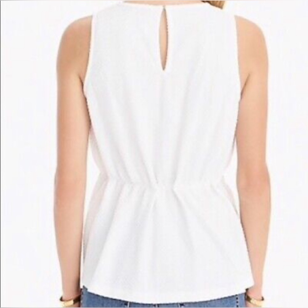 J. Crew Small White Sleeveless Peplum Dot Blouse Retail $45